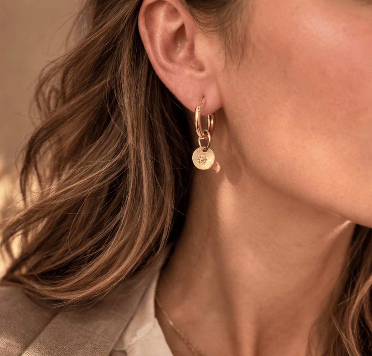 Birth Flower Hoop Earrings - Going Golden
