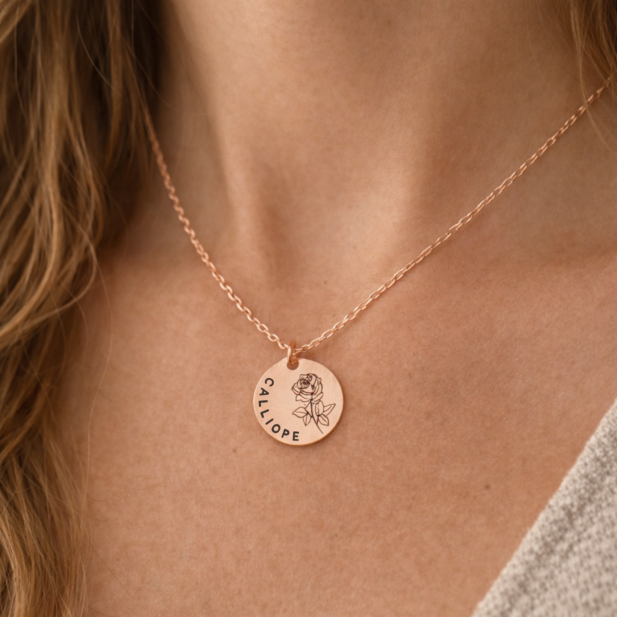 Birth Flower Necklace with Name - Going Golden