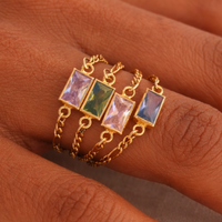 Birthstone Chain Ring - Going Golden