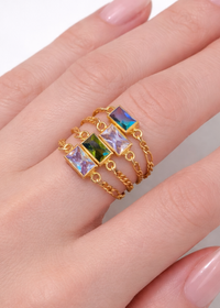 Birthstone Chain Ring - Going Golden