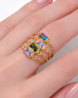 Birthstone Chain Ring - Going Golden