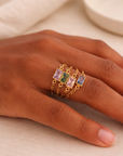 Birthstone Chain Ring - Going Golden