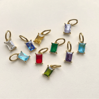 Rectangle Birthstone Necklace - Going Golden