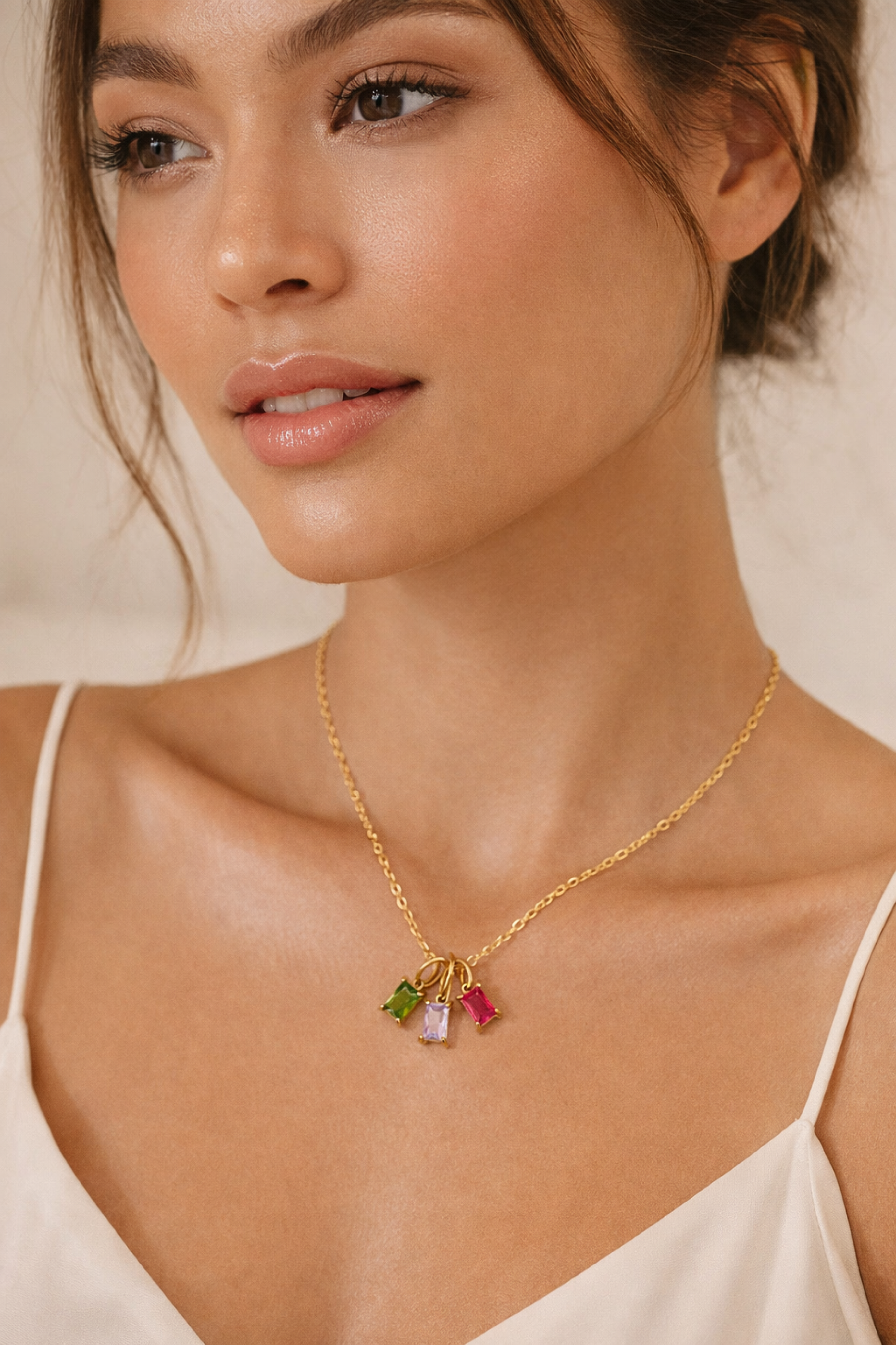 Rectangle Birthstone Necklace - Going Golden