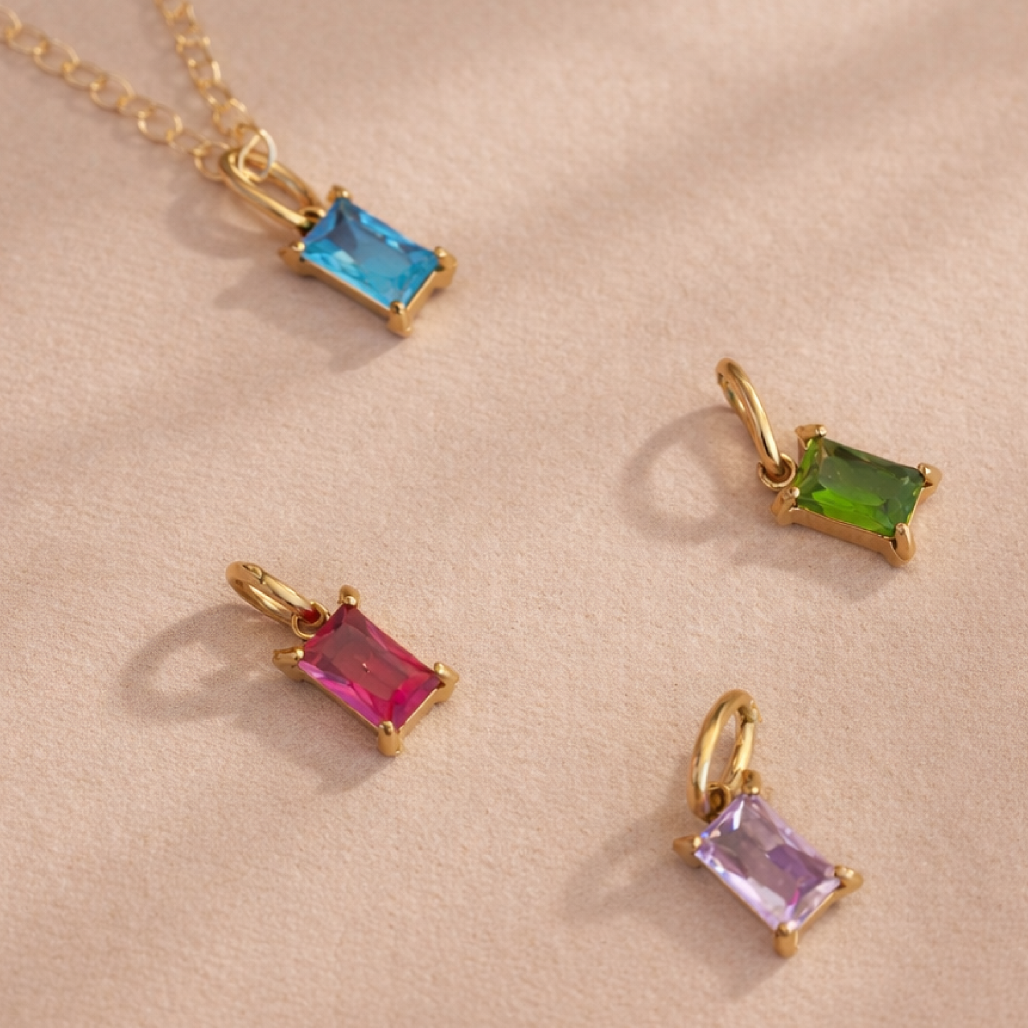 Rectangle Birthstone Necklace - Going Golden