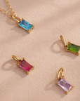 Rectangle Birthstone Necklace - Going Golden
