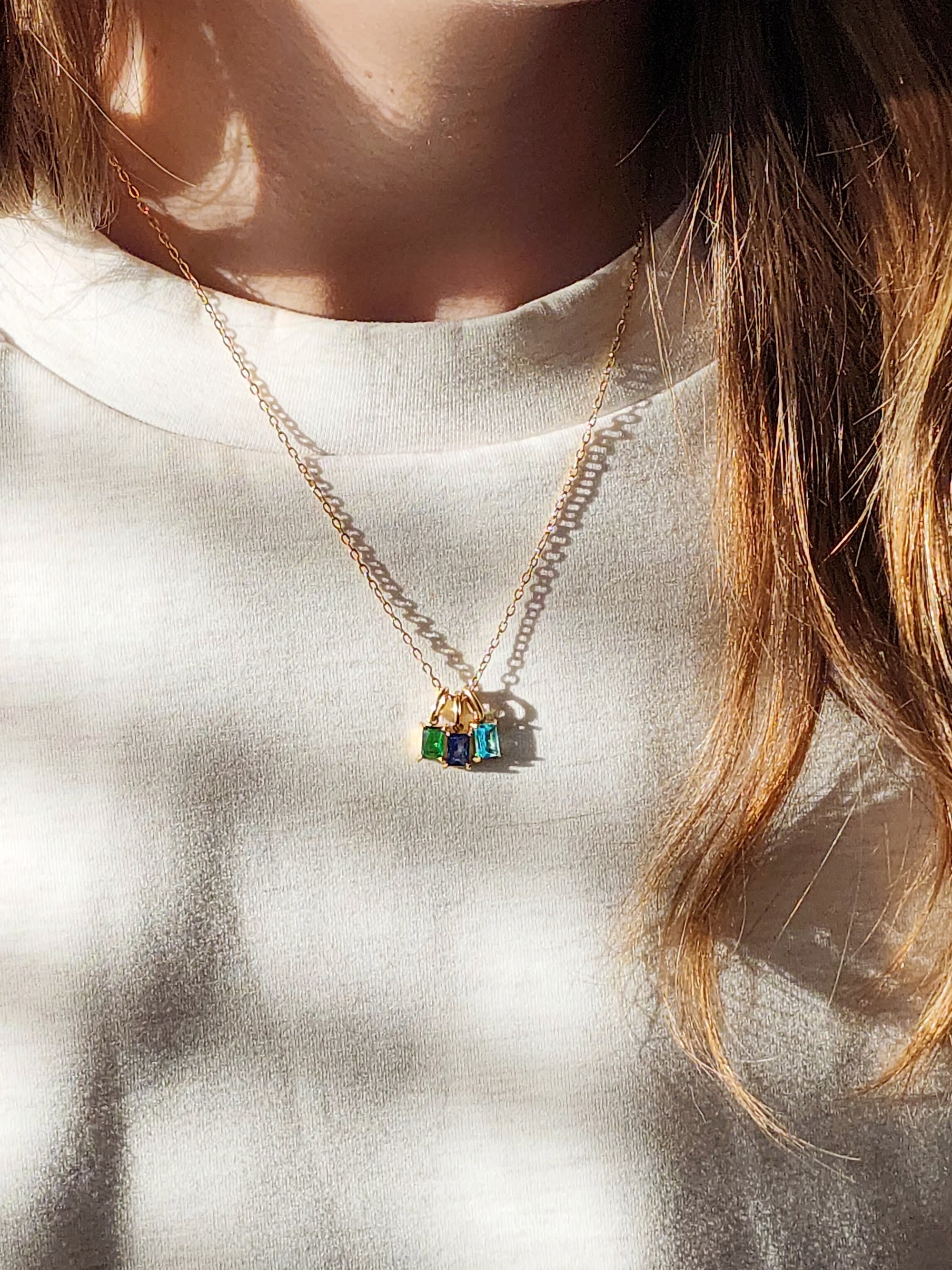 Rectangle Birthstone Necklace - Going Golden