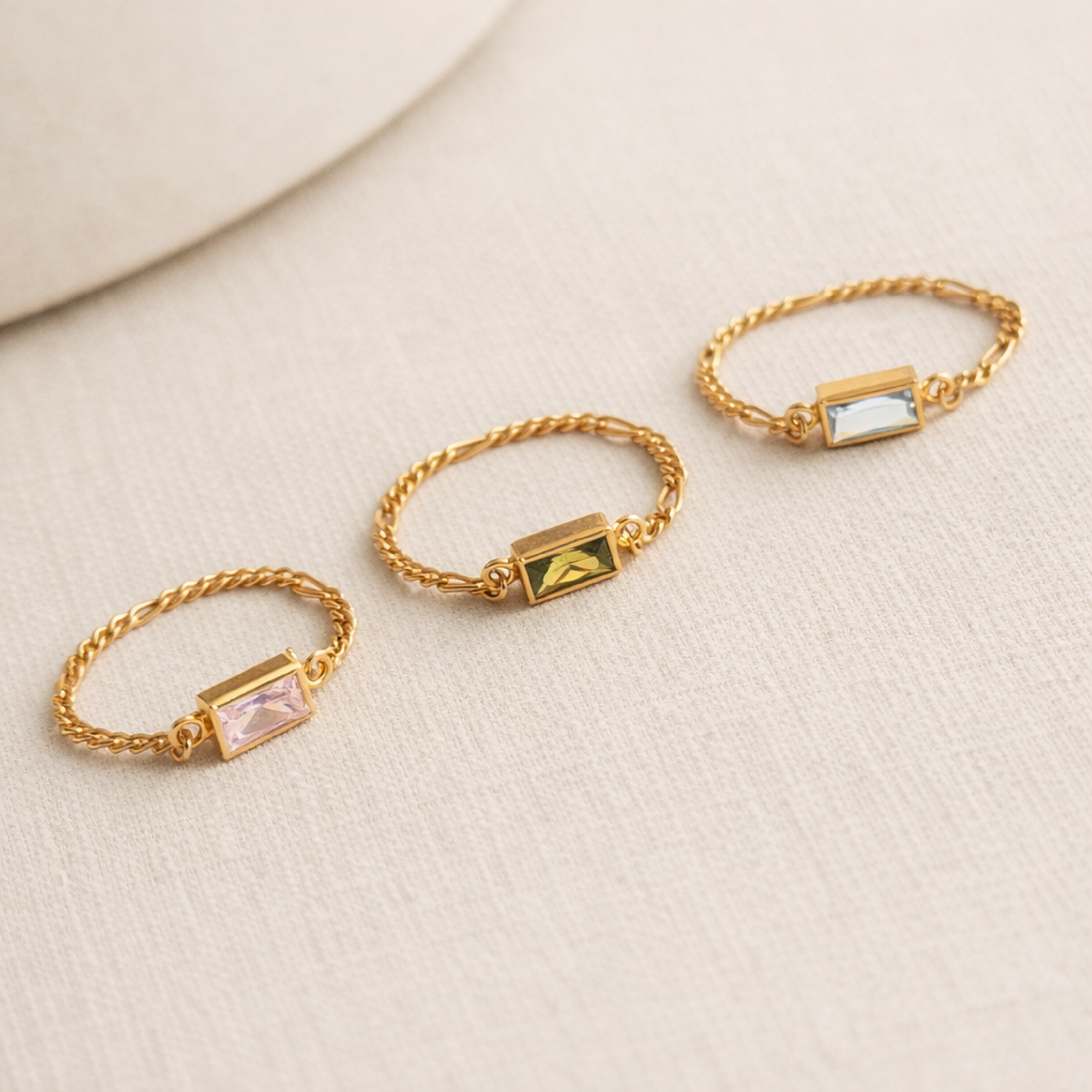 Birthstone Chain Ring - Going Golden