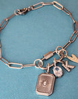 Stainless Silver Carabiner Paperclip Charm Bracelet - Going Golden
