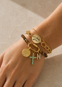 Stone Beaded Carabiner Charm Bracelet