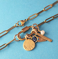 Gold Carabiner Paperclip Charm Necklace - Going Golden