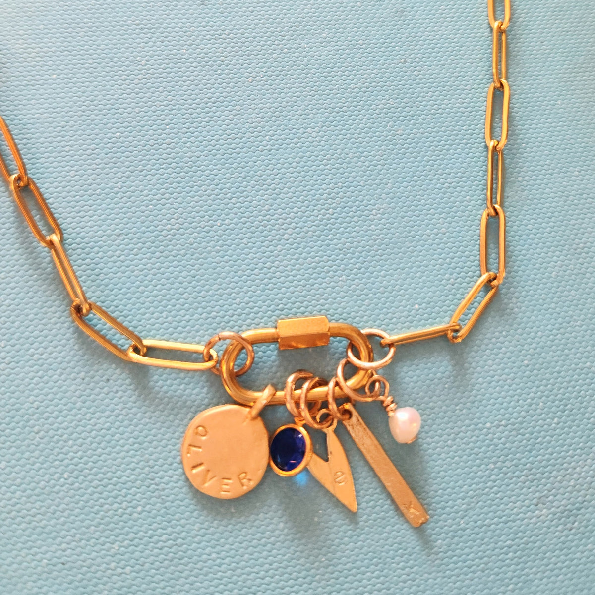 Gold Carabiner Paperclip Charm Necklace - Going Golden