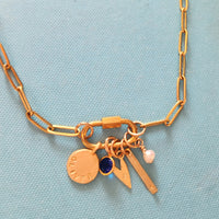 Gold Carabiner Paperclip Charm Necklace - Going Golden