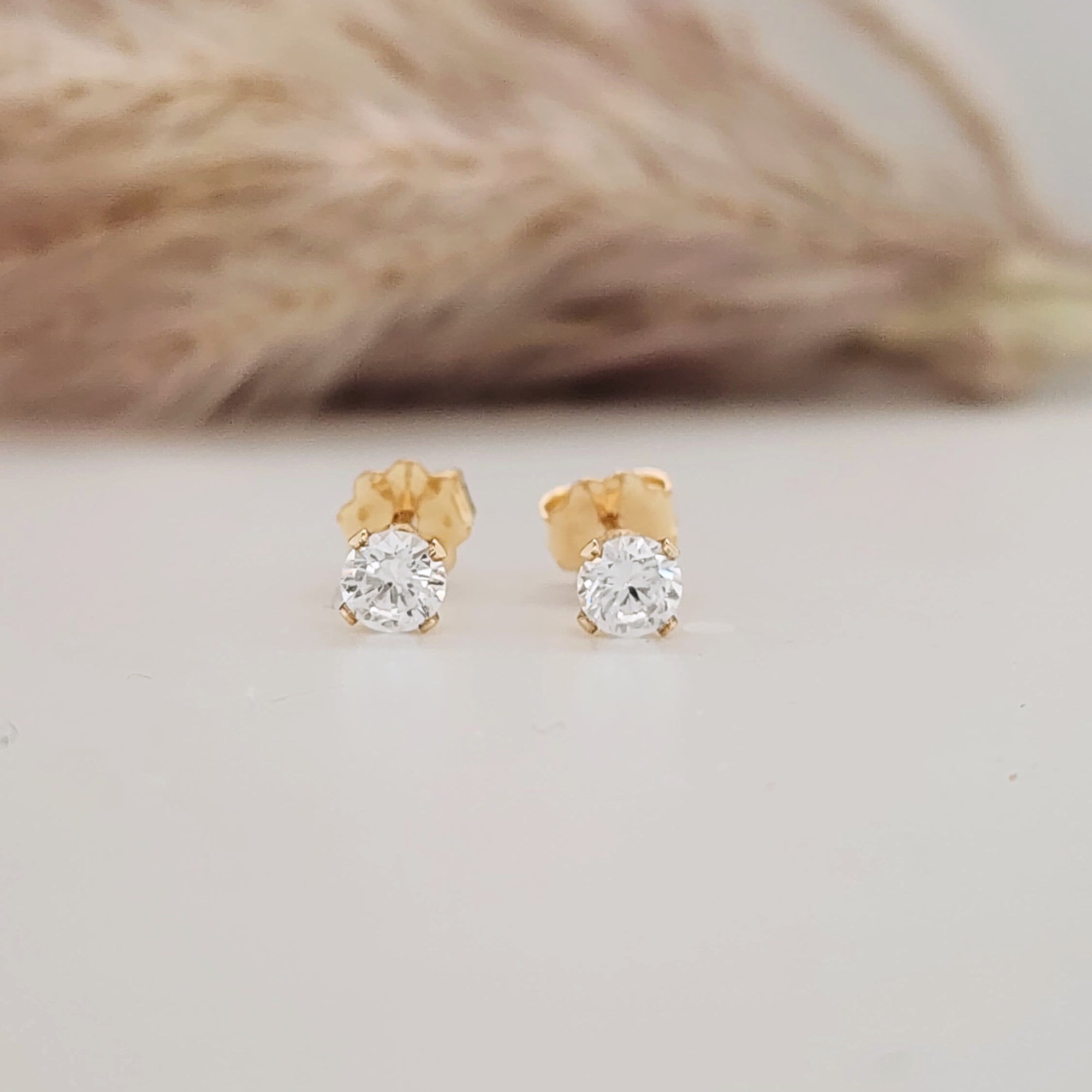 4mm Clear CZ Stud Earrings - Going Golden