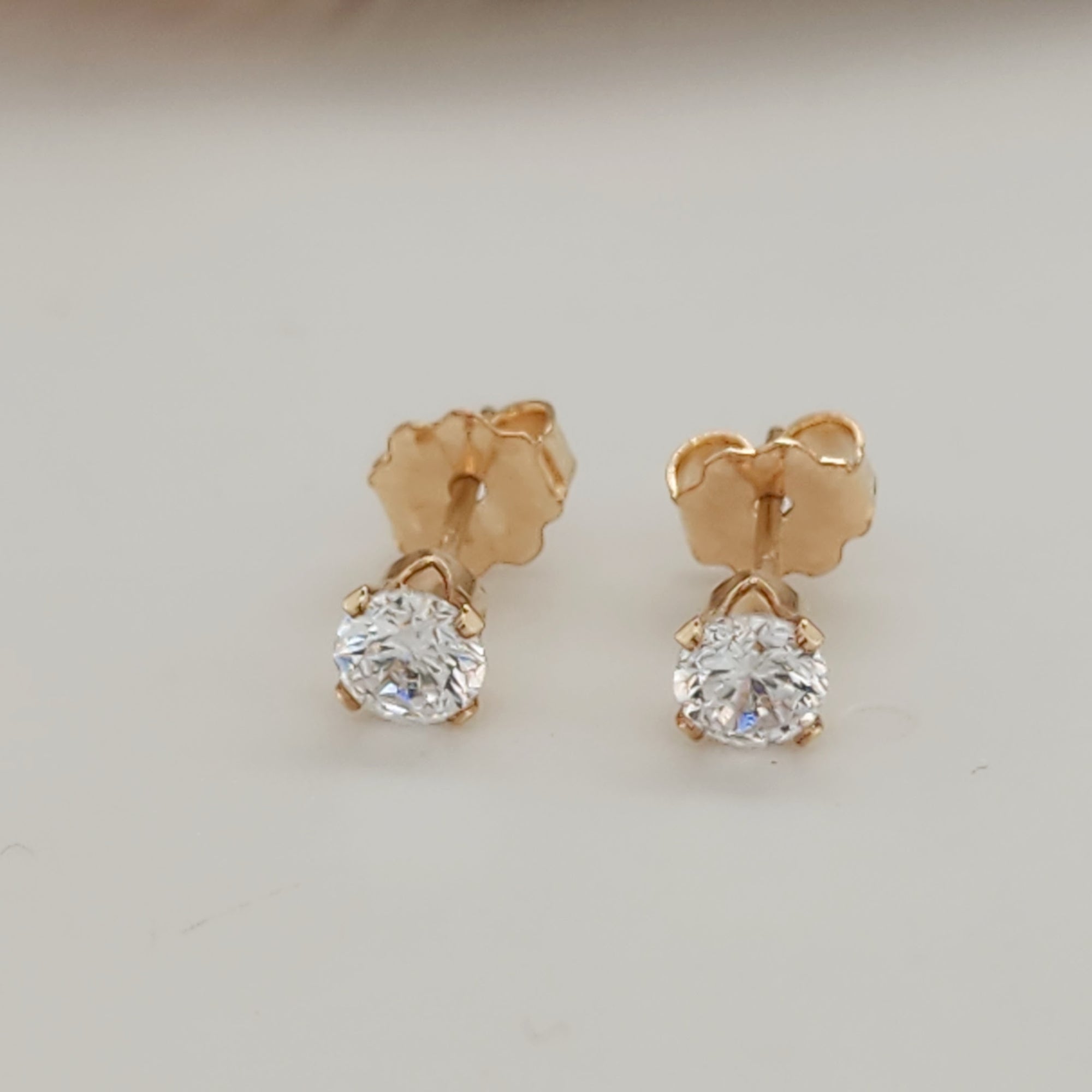 4mm Clear CZ Stud Earrings - Going Golden