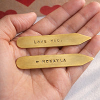 Personalized collar stays with Love You and McKayla