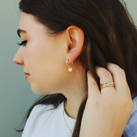 Minimal Hoop Tag Earrings - Small