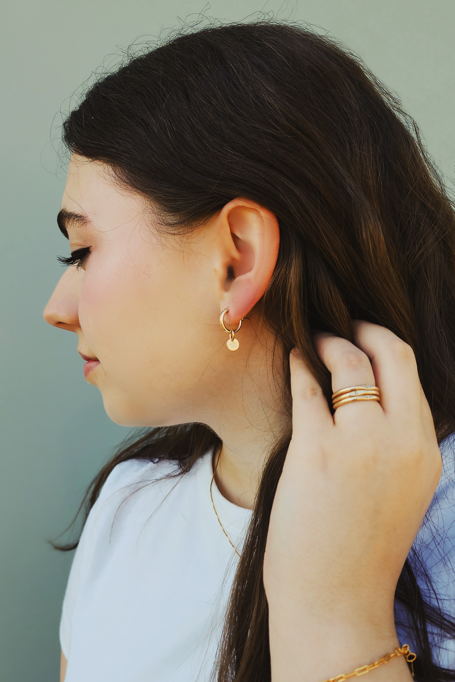 Minimal Hoop Tag Earrings - Medium