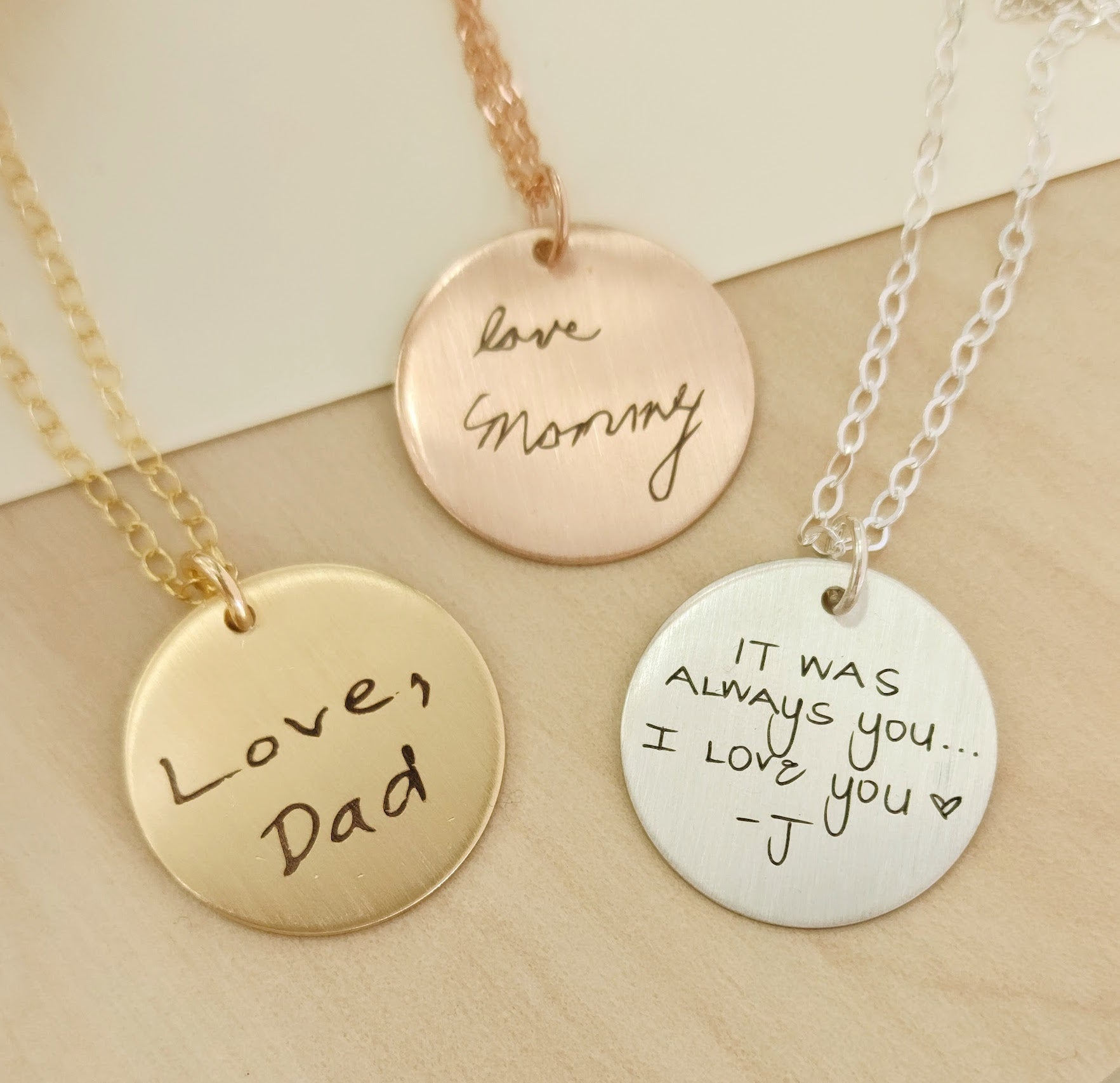Double Sided Handwriting Necklace