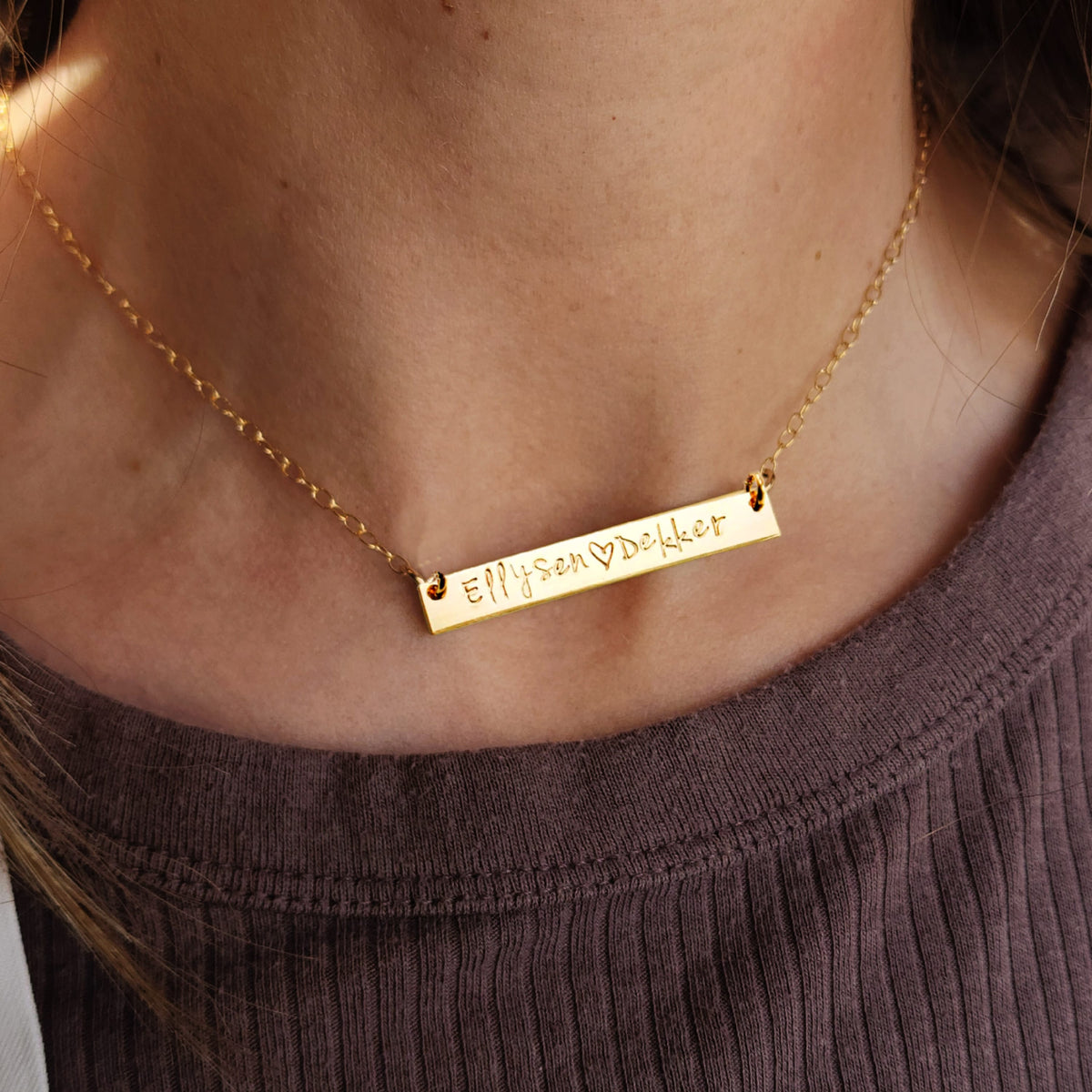 Gold Bar Stamped Name Necklace - Going Golden