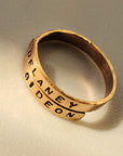 Custom 14K gold filled ring engraved with two names handmade by Going Golden