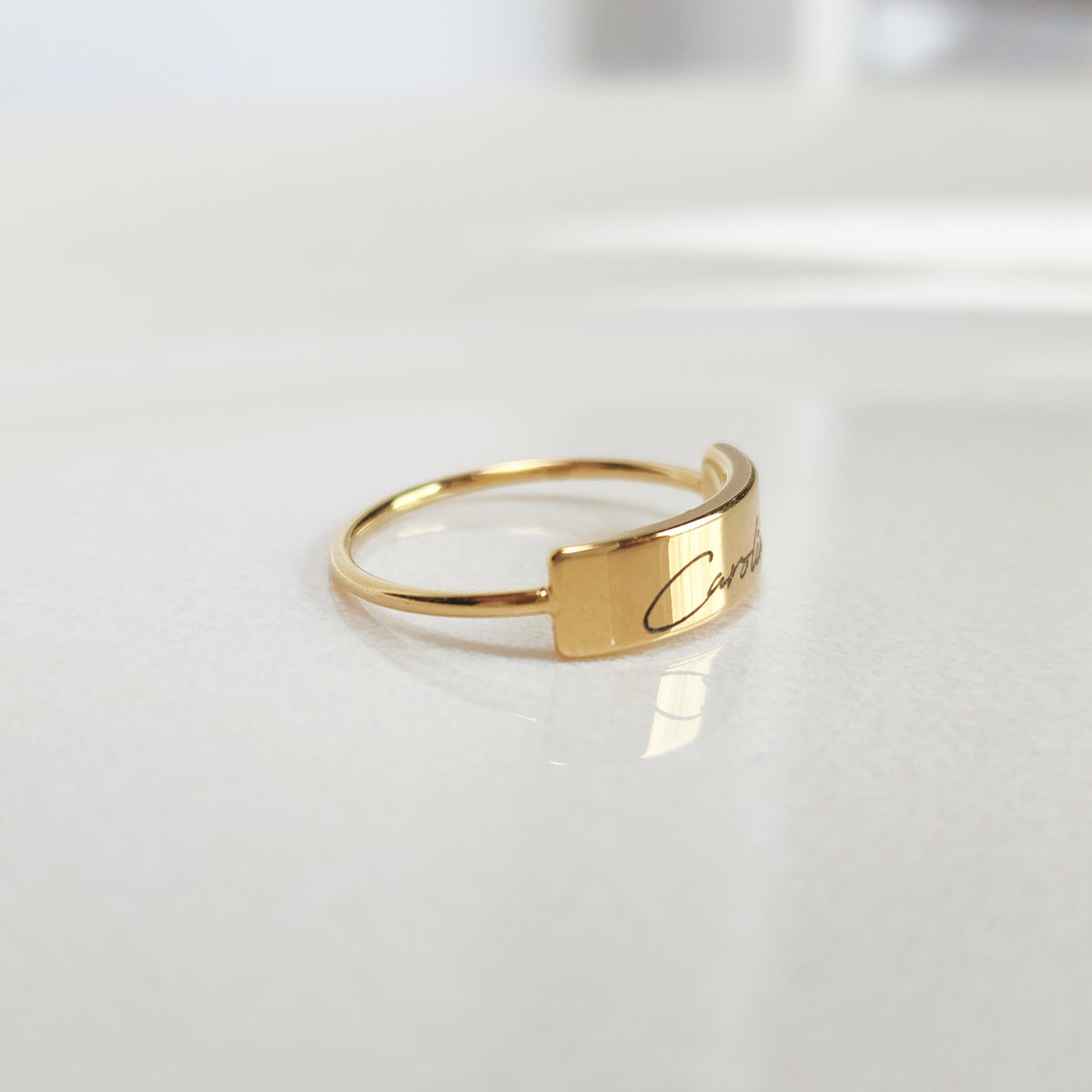 Gold Handwriting Name Plate Ring - Going Golden