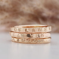 Undarkened Natural Stacking Name Rings - Going Golden