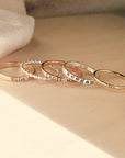 mixed metals 2mm personalized rings, 2mm beaded stacking ring, cz skinny stacking ring