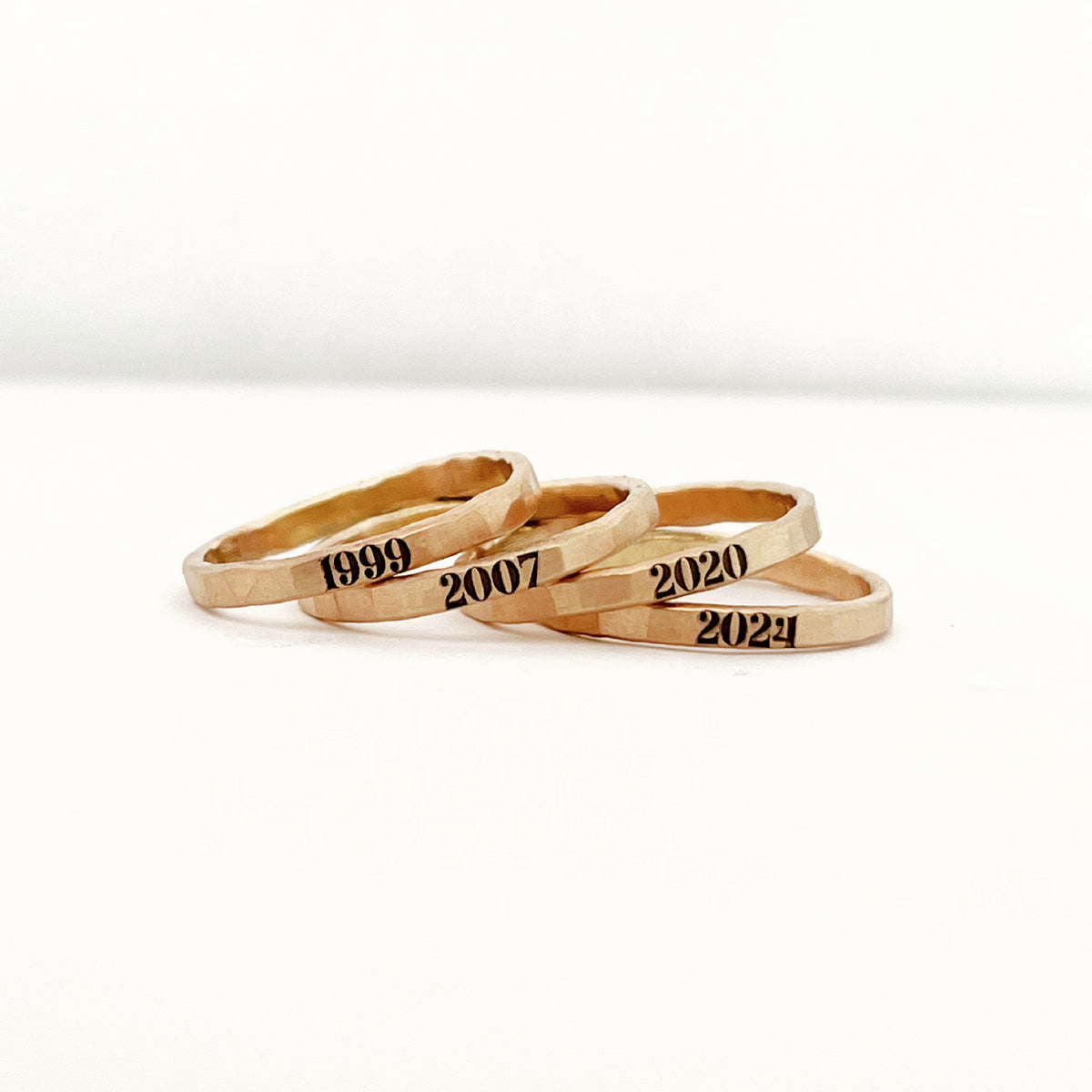 Stacking Ring Set with Year and Birthstone - The Riley - Going Golden