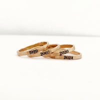 Stacking Ring Set with Year and Birthstone - The Riley - Going Golden