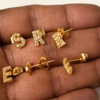 CZ initial earrings (S, R, E)