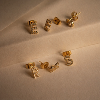 CZ initial earrings - E, S, R