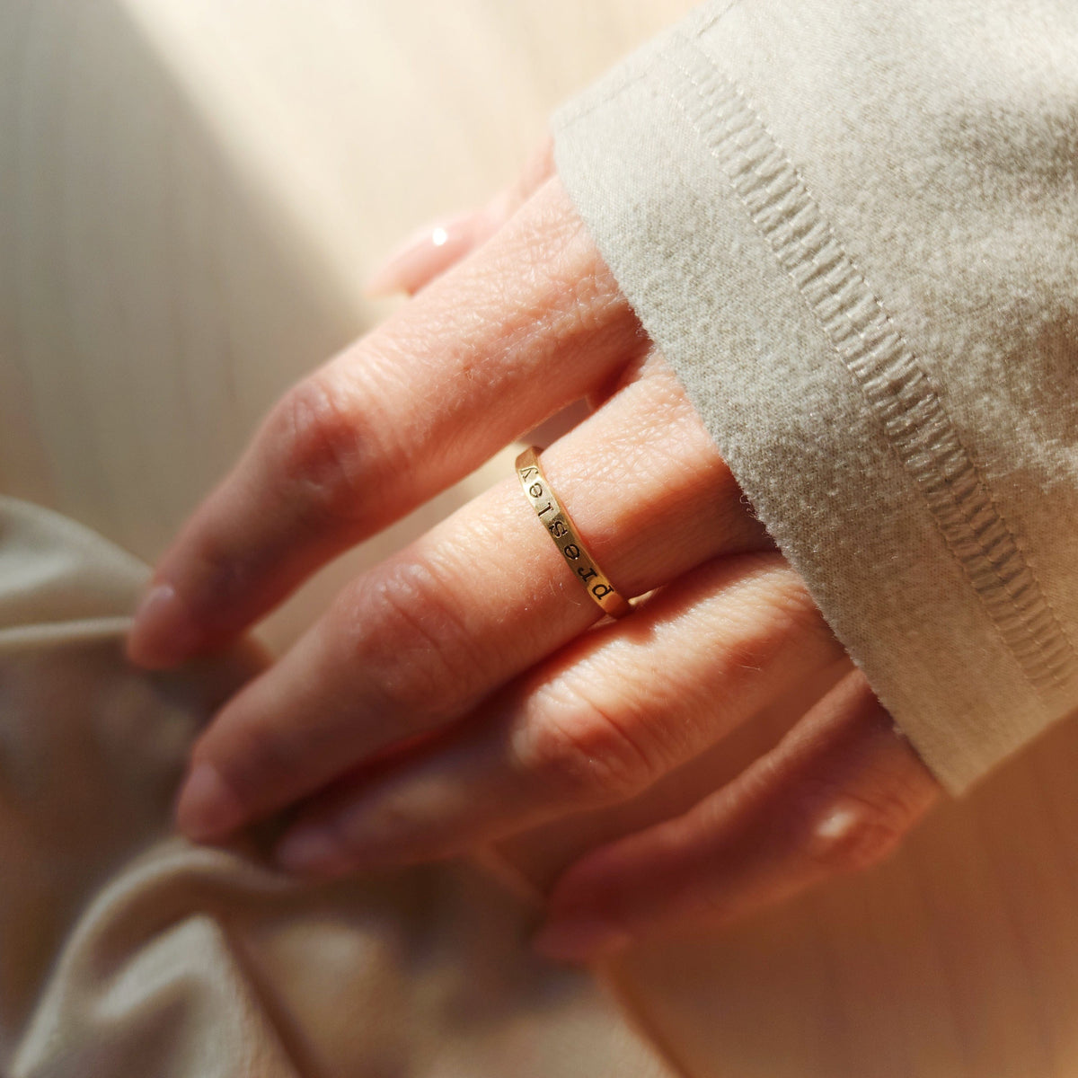 Typewriter Stacking Name Ring - Going Golden