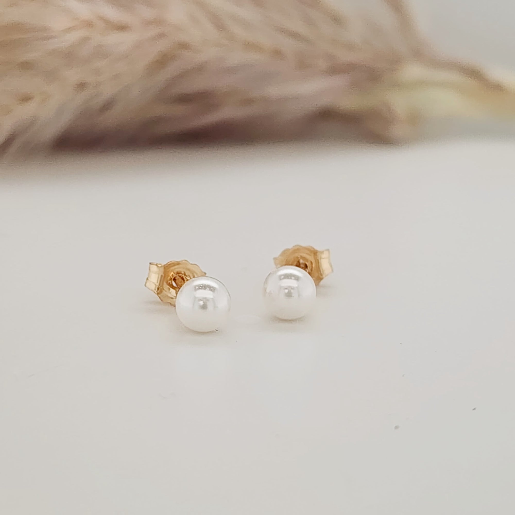 Pearl Stud Earrings - Going Golden
