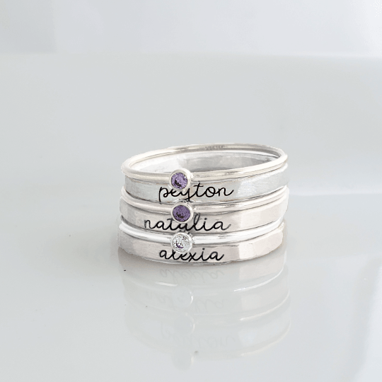 The Brynn Stacking Name Ring Set - Going Golden