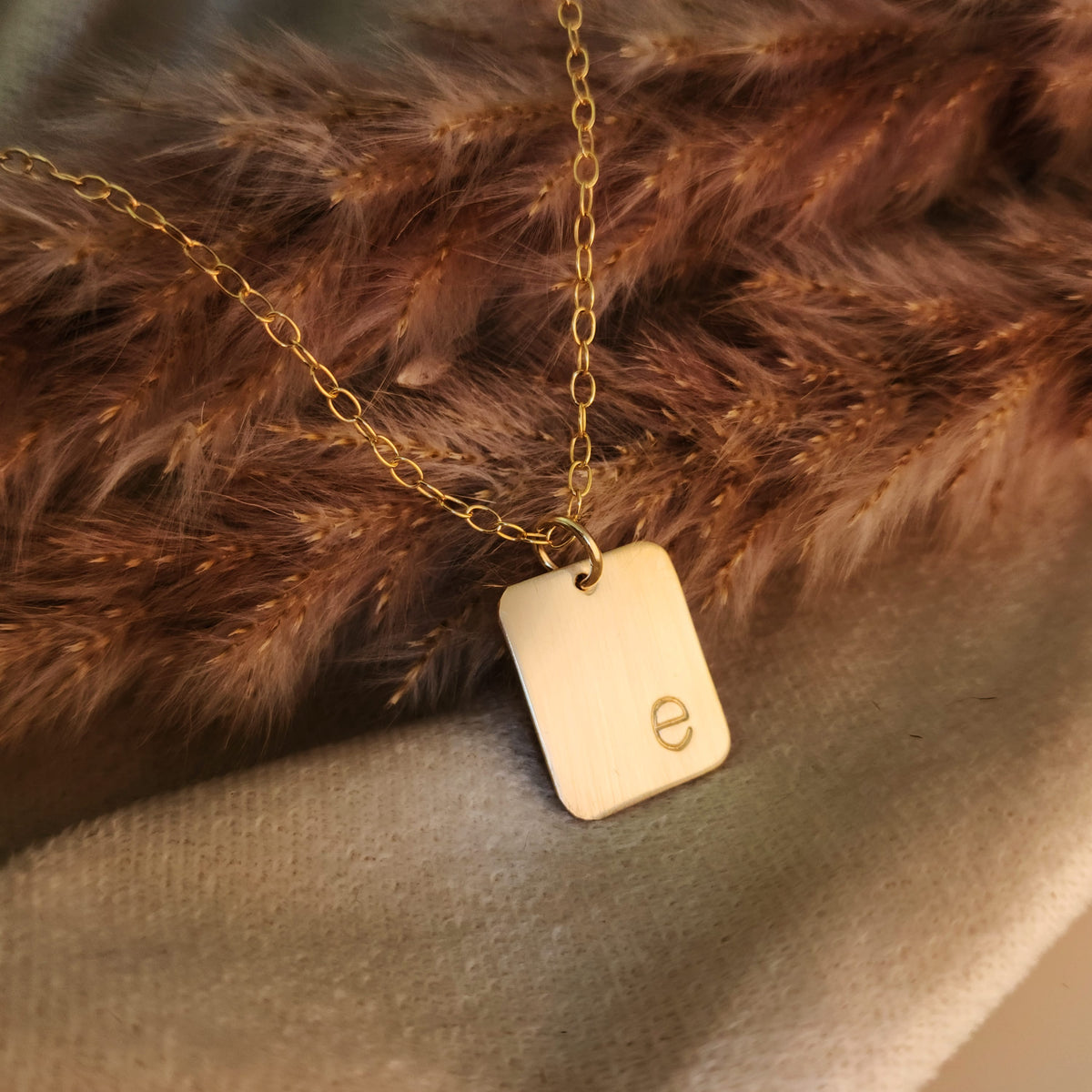 Gold Initial Rectangle Necklace - Going Golden