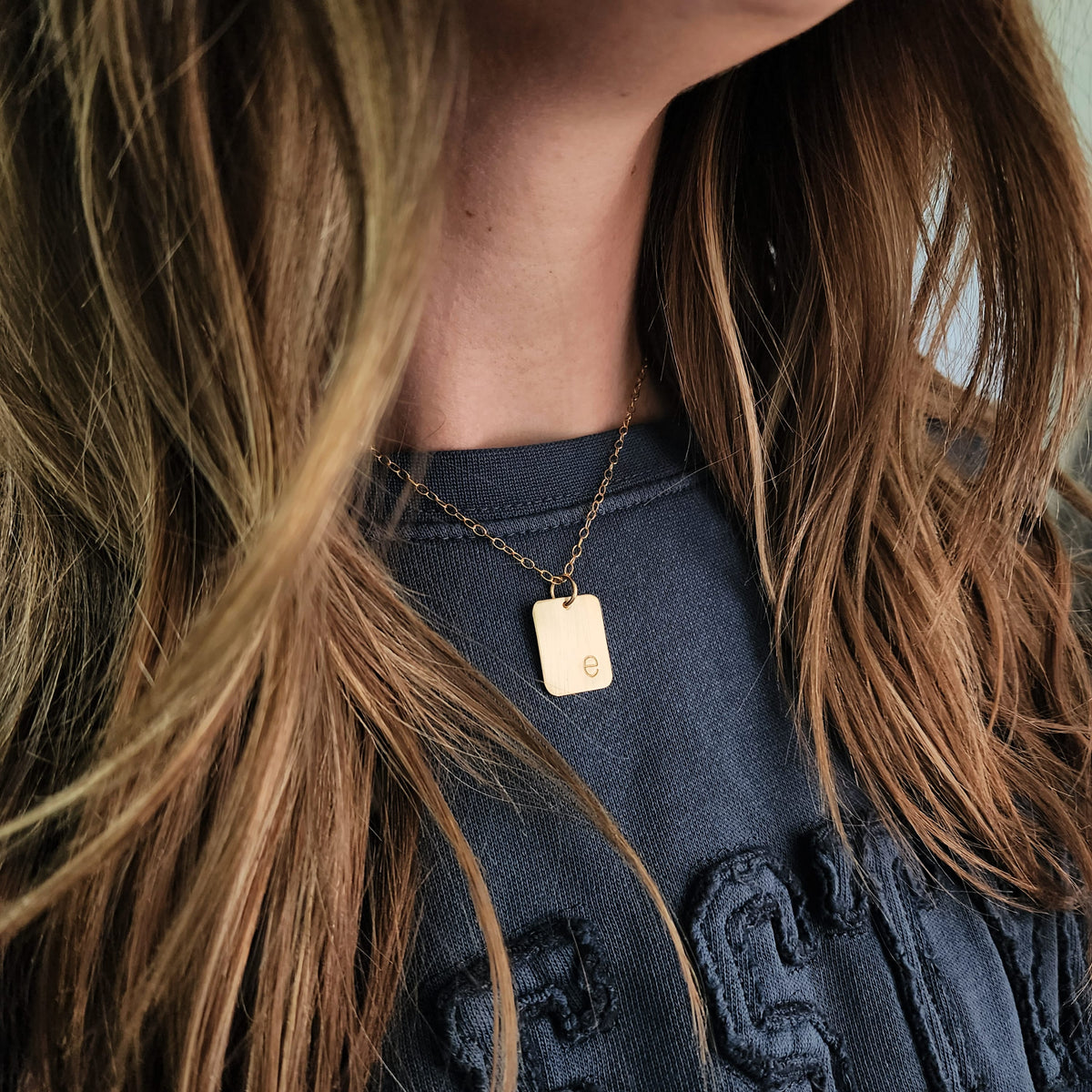 Gold Initial Rectangle Necklace - Going Golden
