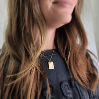 Gold Initial Rectangle Necklace - Going Golden