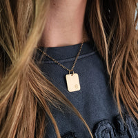 Gold Initial Rectangle Necklace - Going Golden