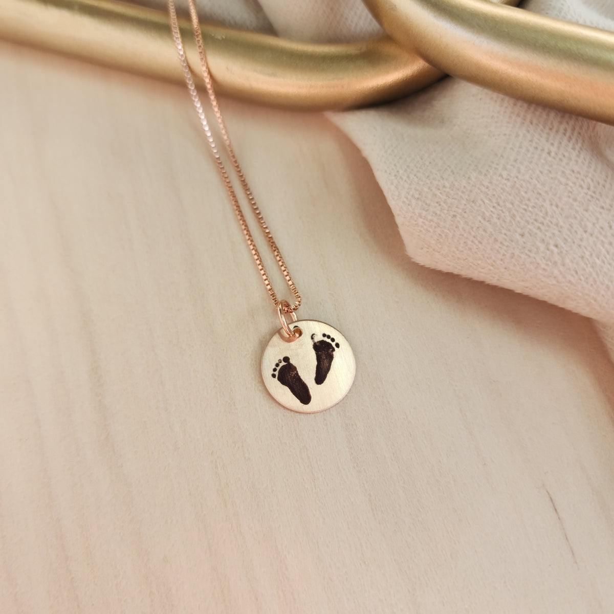 Engraved Footprint Necklace - Going Golden