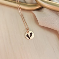 Engraved Footprint Necklace - Going Golden