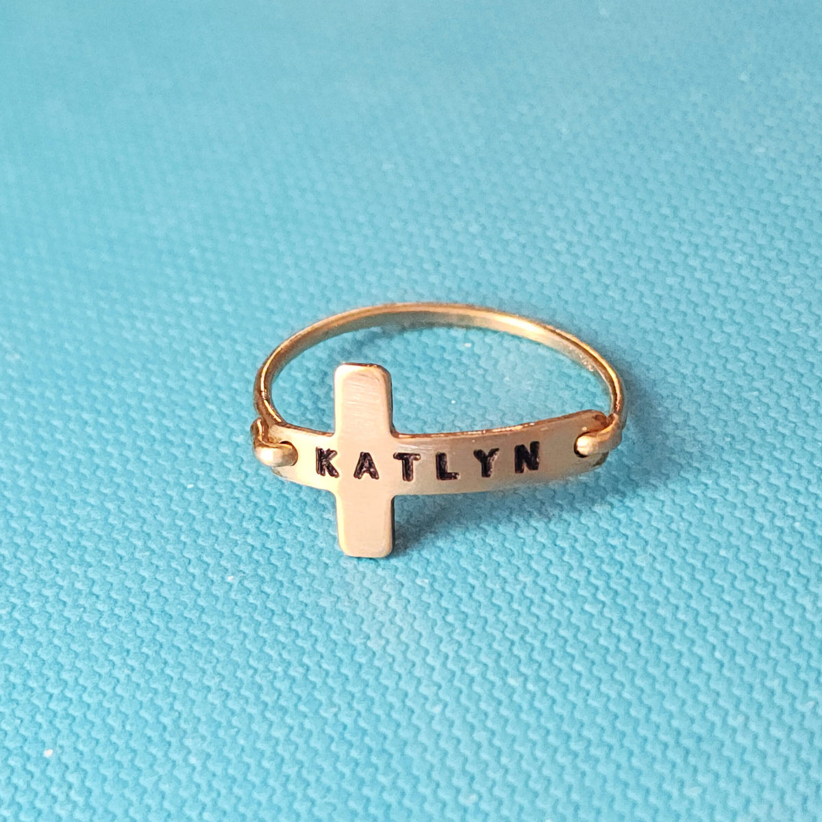 Personalized Cross Name Ring - Going Golden
