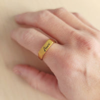Gold Handwriting Signet Stacking Ring - Going Golden