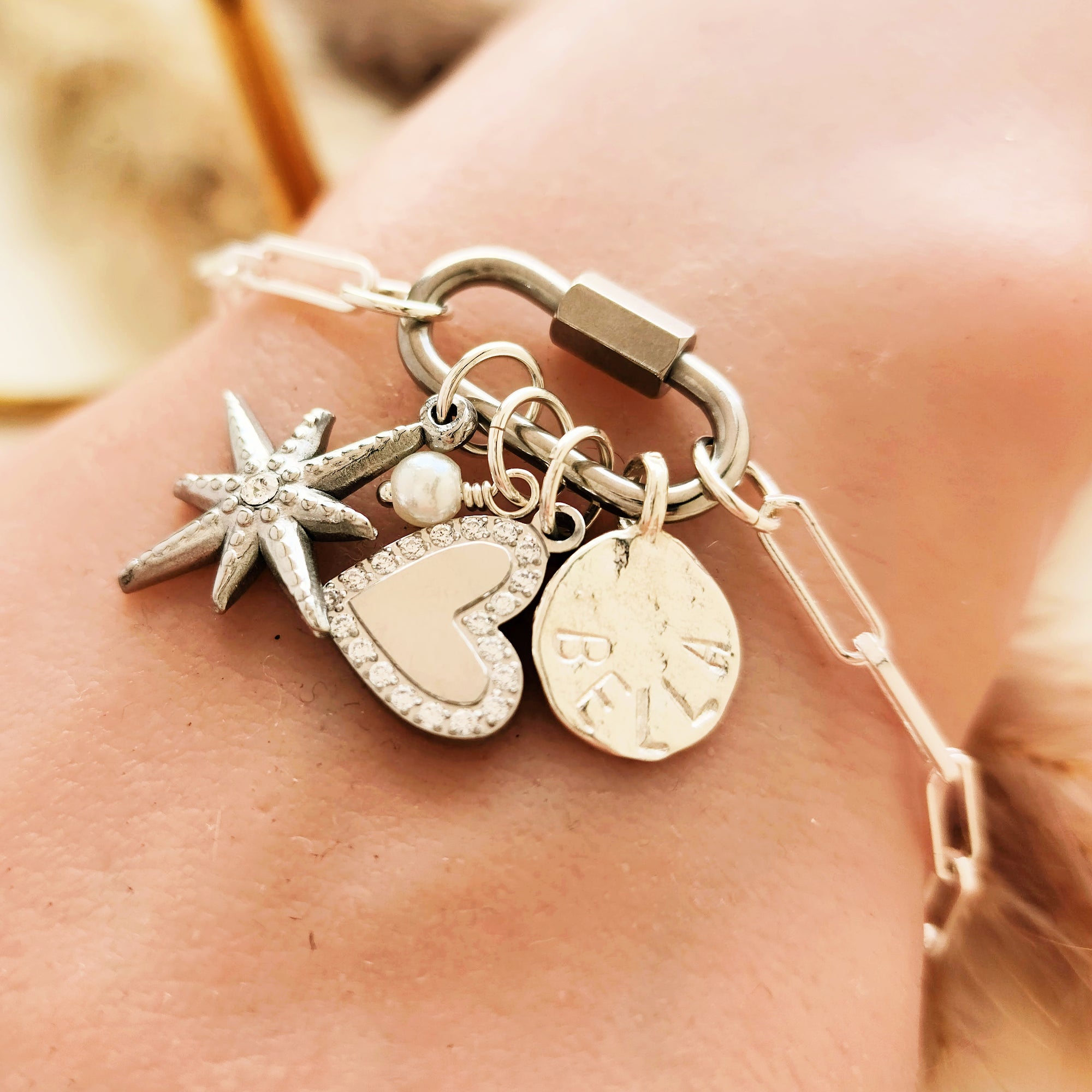 silver carabiner bracelet