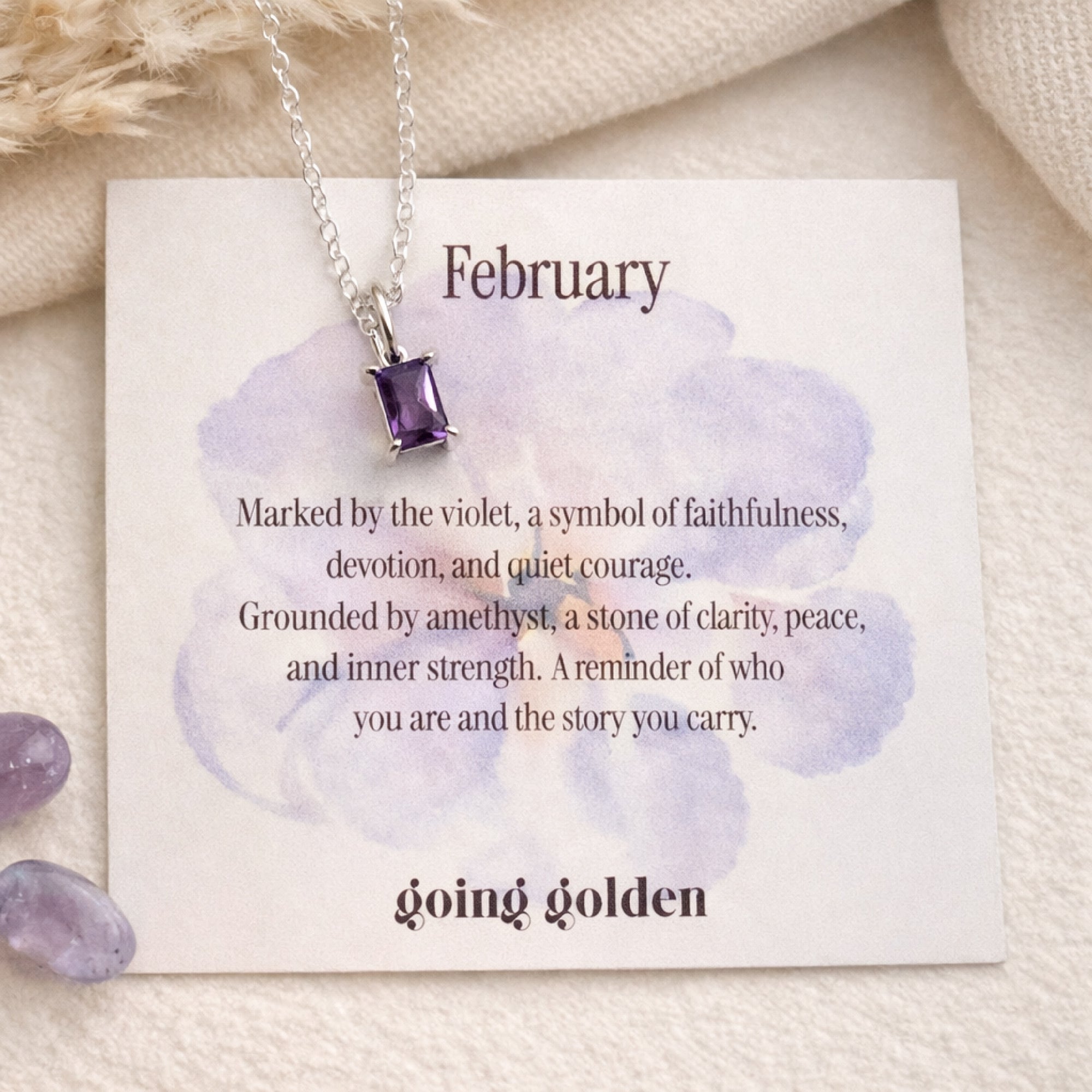 Birthstone Necklace with Card - Going Golden