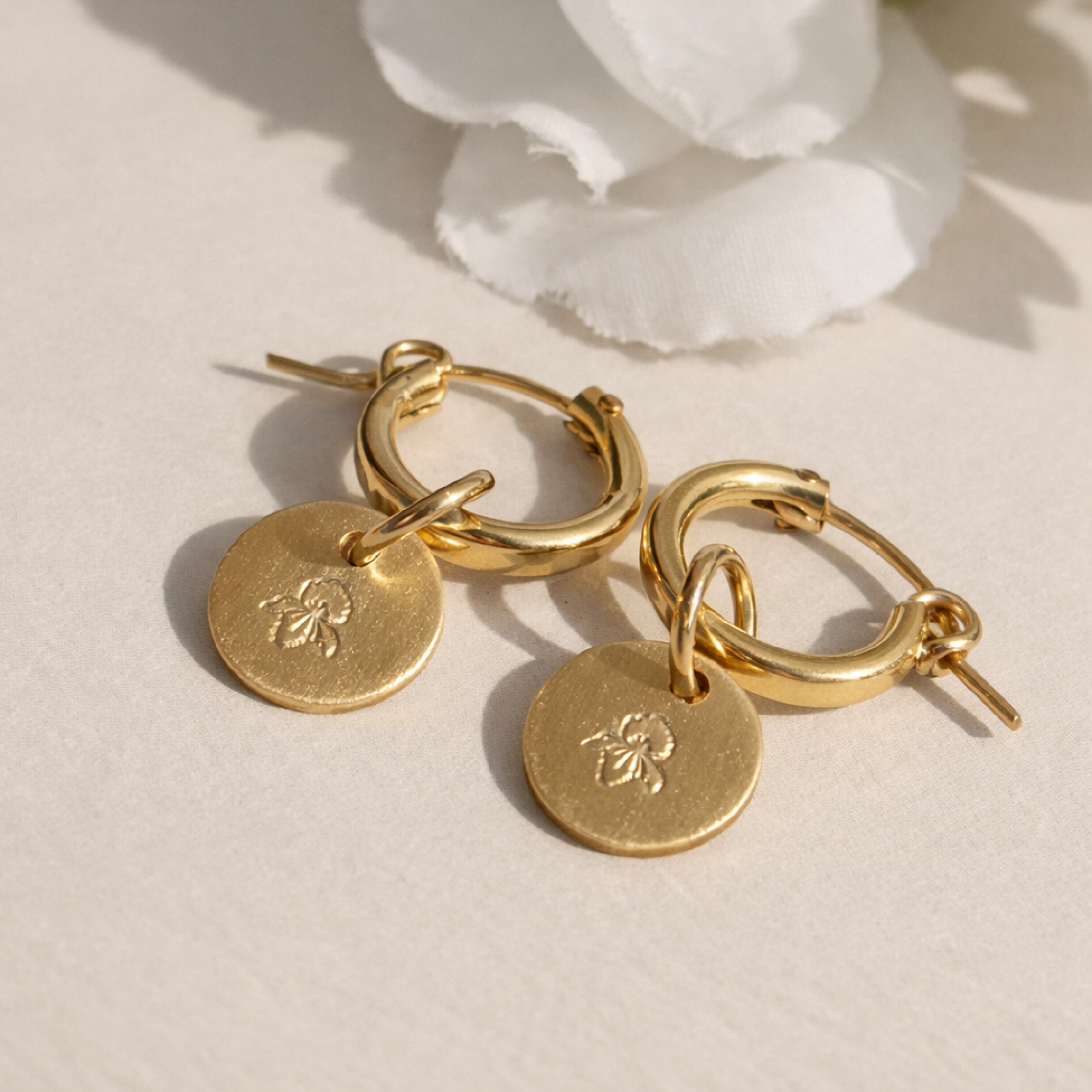 Birth Flower Hoop Earrings - Going Golden