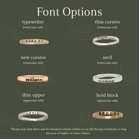 font option chart for personalized rings