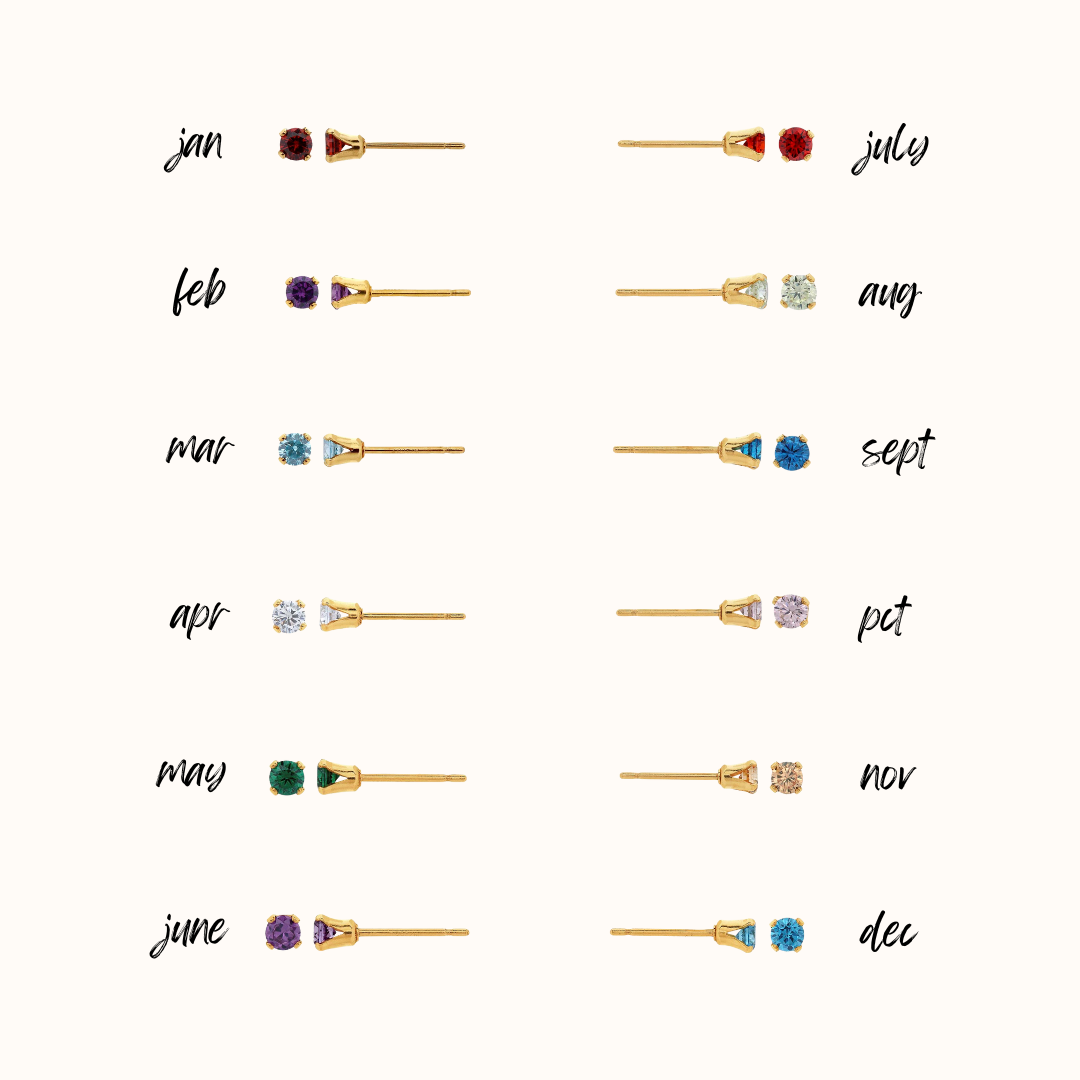 Birthstone Stud Earrings - Going Golden