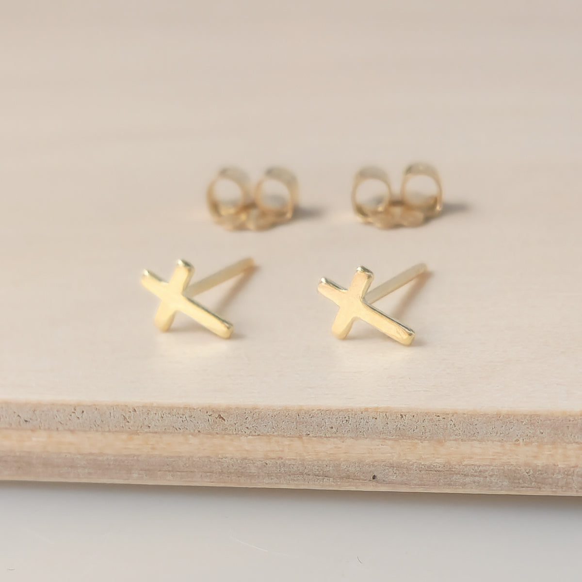 Dainty Cross Stud Earring - Going Golden