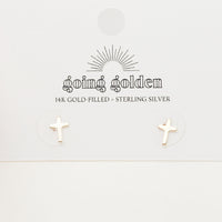 Dainty Cross Stud Earring - Going Golden